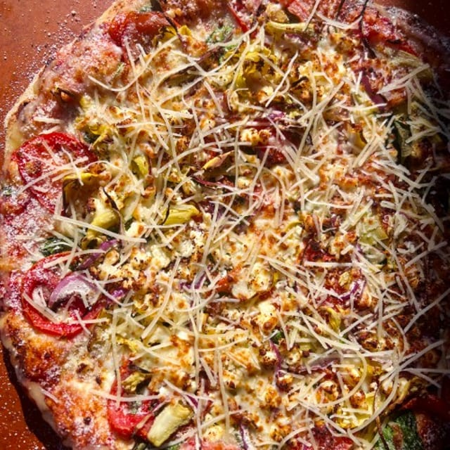 Veggie Gourmet Pizza.