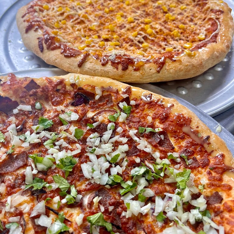 Street corn pizza & Street taco pizza